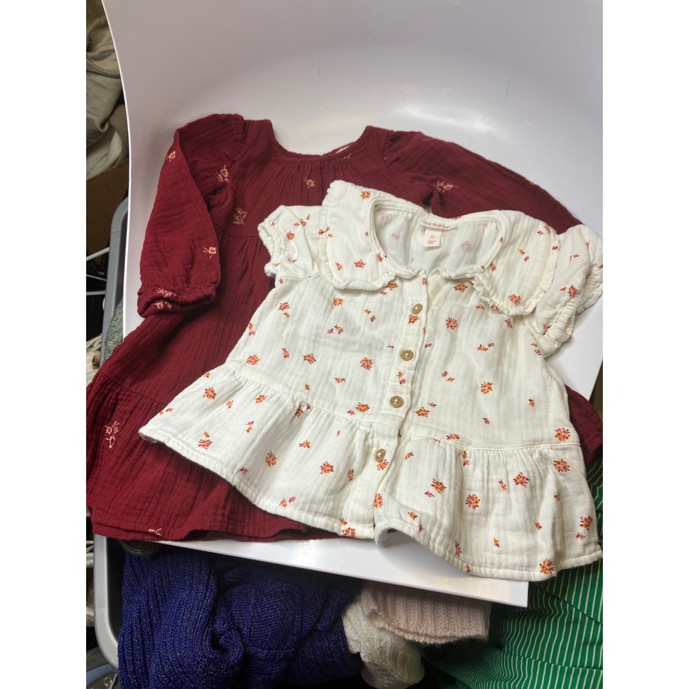 Cat & Jack Gauze Dress and Top Set Kids 3T Burgundy White Excellent 100% Cotton